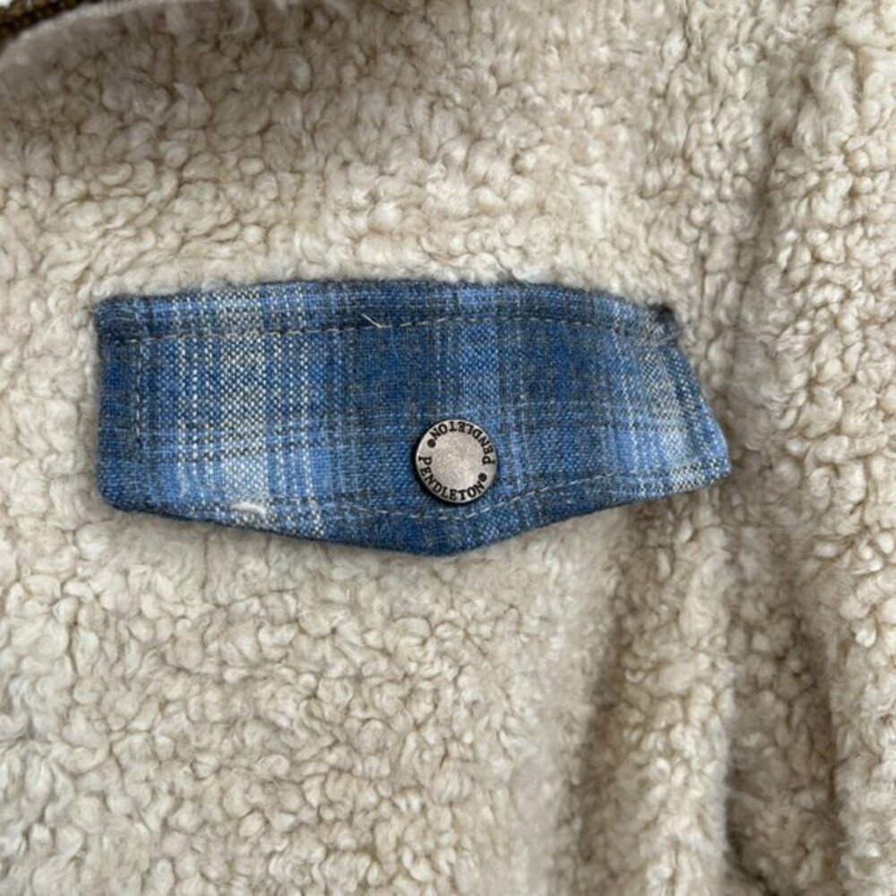 Pendleton full zip faux sherpa grandpa teddy bear jacket cream outdoor hiking M - Picture 3 of 9